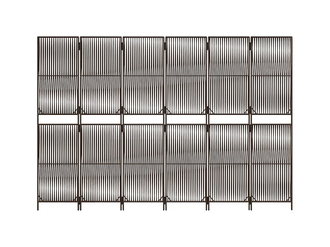 Tabique divisorio de mimbre de resina marrón de 6 paneles