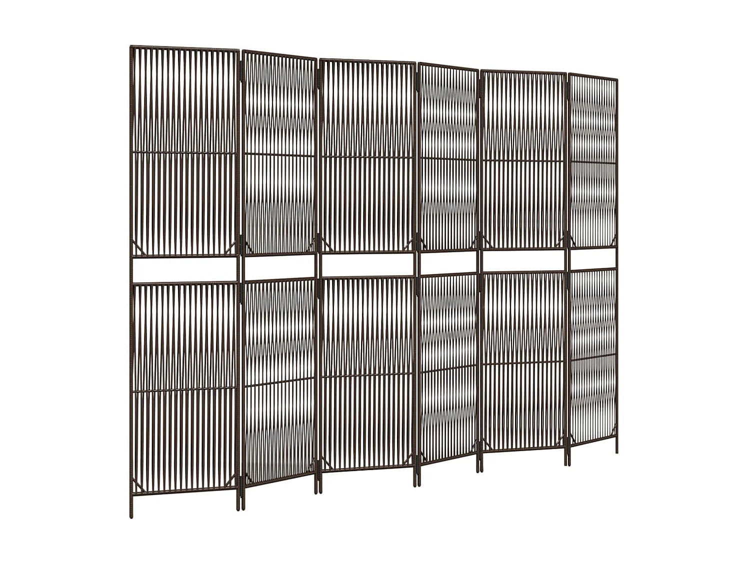 Parete divisoria in vimini di resina marrone a 6 pannelli