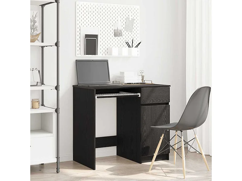 Zwart eiken bureau 86x49x76 cm bewerkt hout