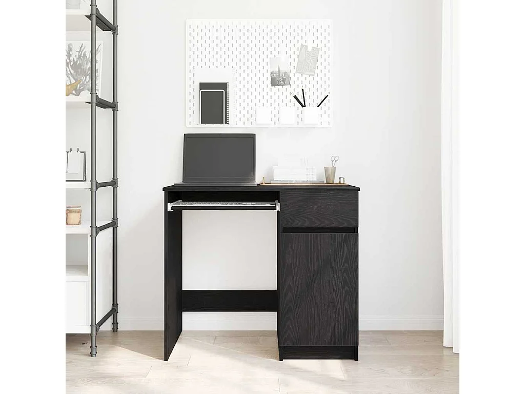Bureau chêne noir 86x49x76 cm bois d'ingénierie
