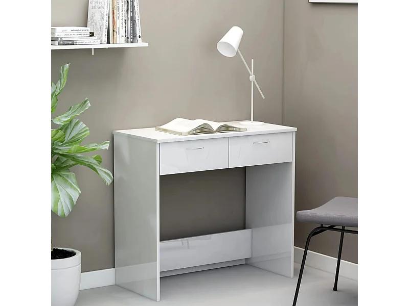 Glanzend wit bureau 80x40x75 cm spaanplaat