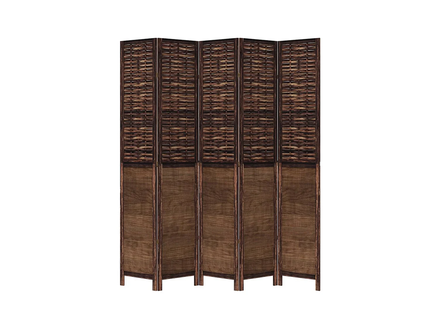Tabique divisorio de 5 paneles en marrón oscuro fabricado en paulownia maciza