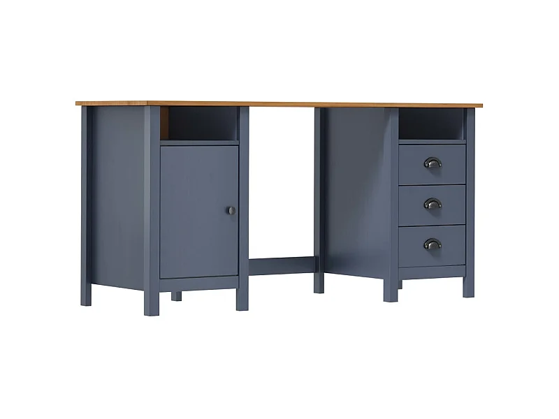 Escritorio Hill Gris 150x50x74 cm Madera Maciza de Pino