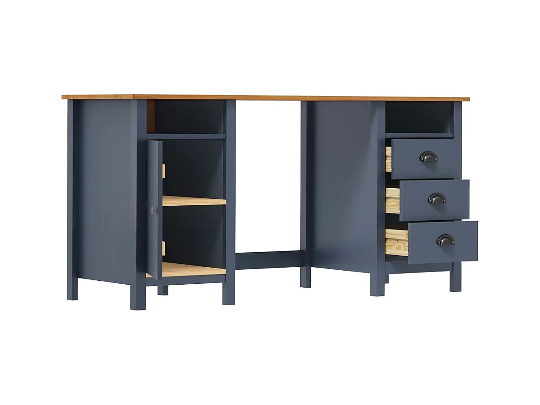 Escritorio Hill Gris 150x50x74 cm Madera Maciza de Pino