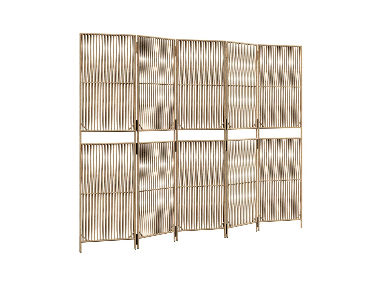 Tabique divisorio de 5 paneles de mimbre de resina beige