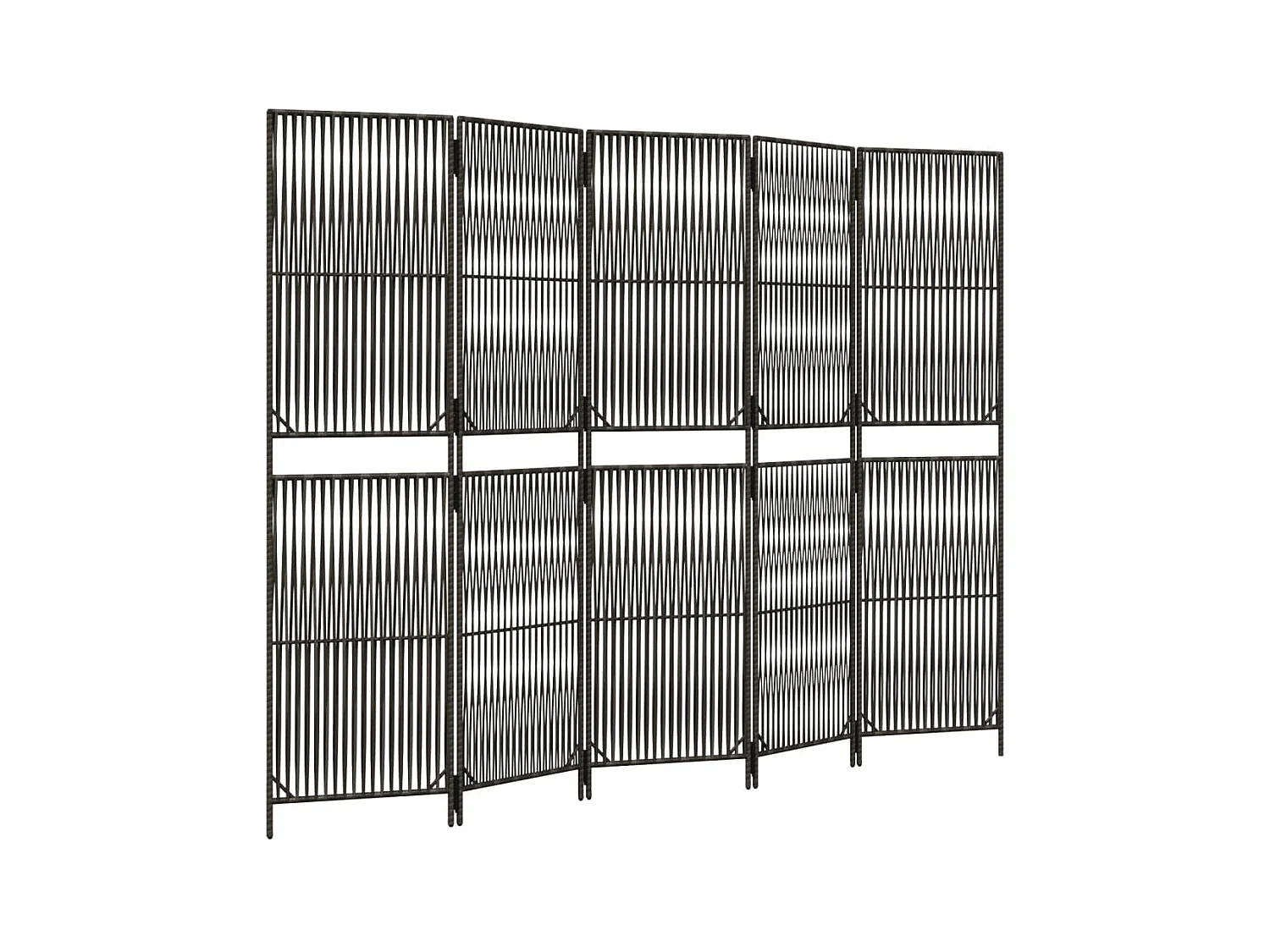 Tabique divisorio de 5 paneles de mimbre de resina gris