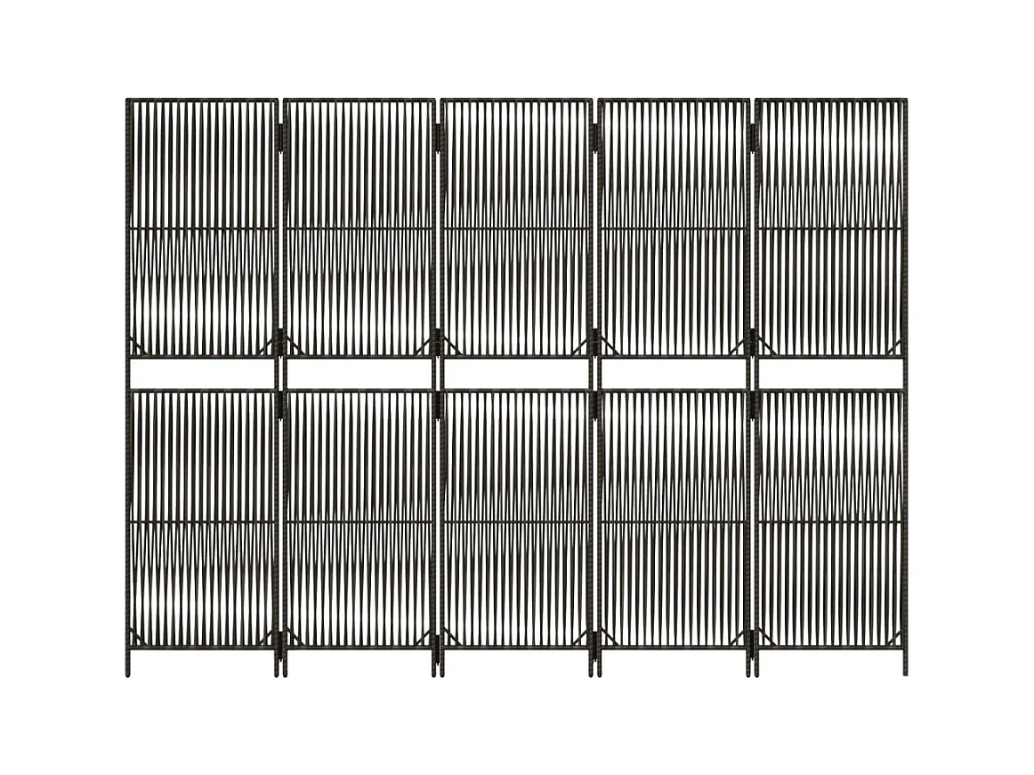 Tabique divisorio de 5 paneles de mimbre de resina gris