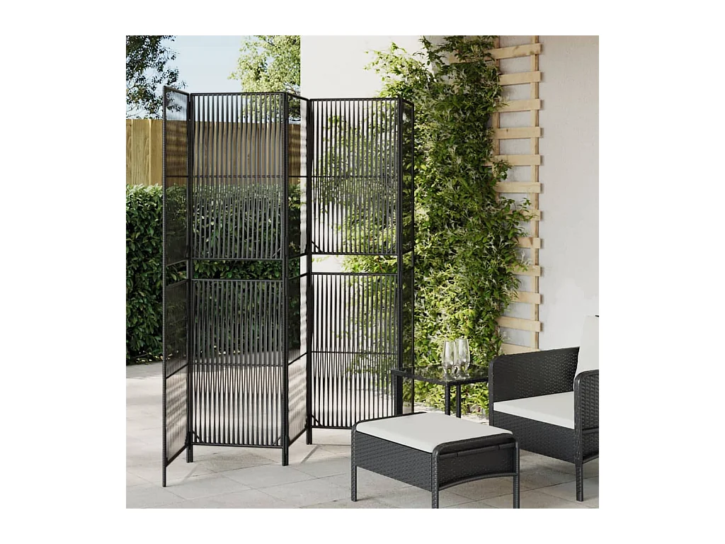 5-delige scheidingswand van zwart kunstharsriet