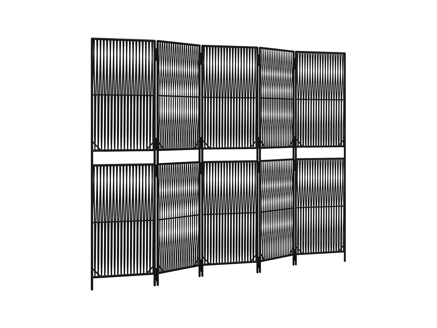 5-delige scheidingswand van zwart kunstharsriet