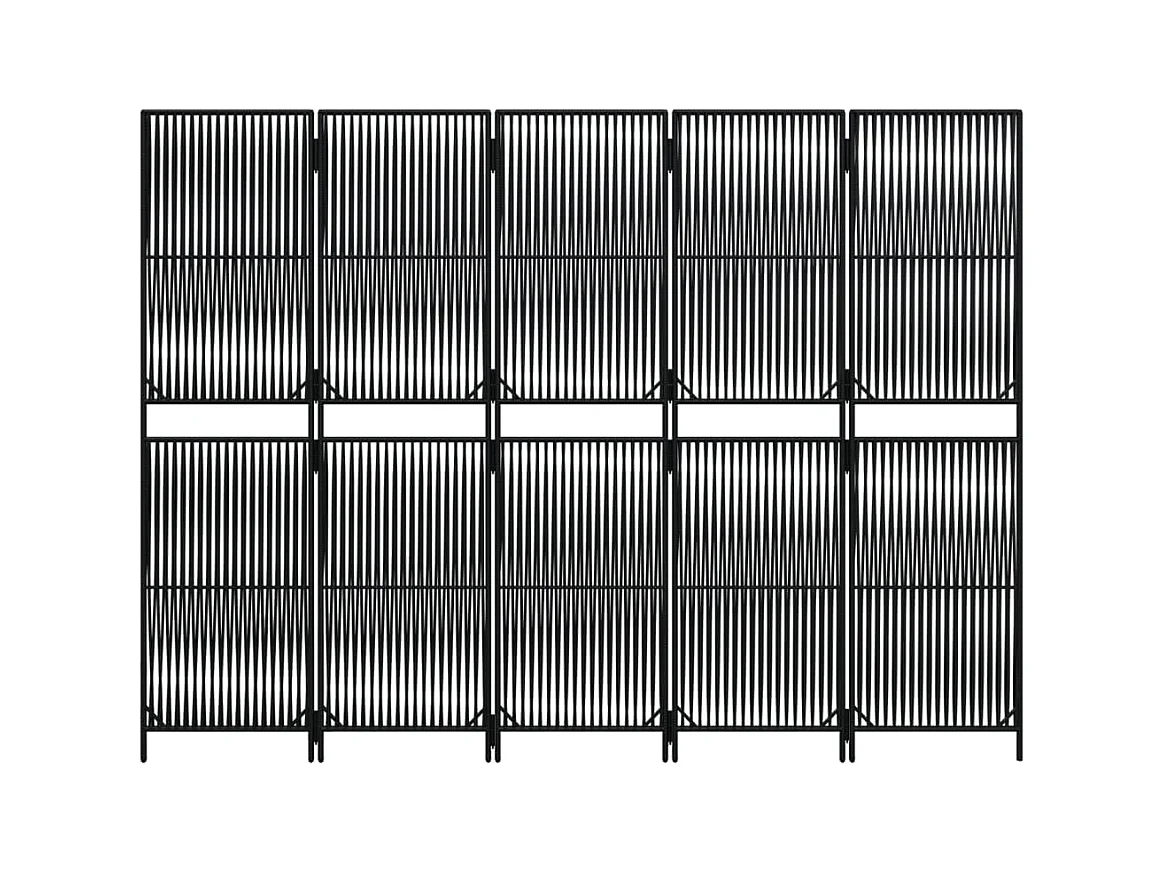 5-delige scheidingswand van zwart kunstharsriet