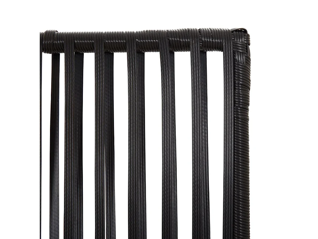 Parete divisoria in vimini di resina nera a 5 pannelli