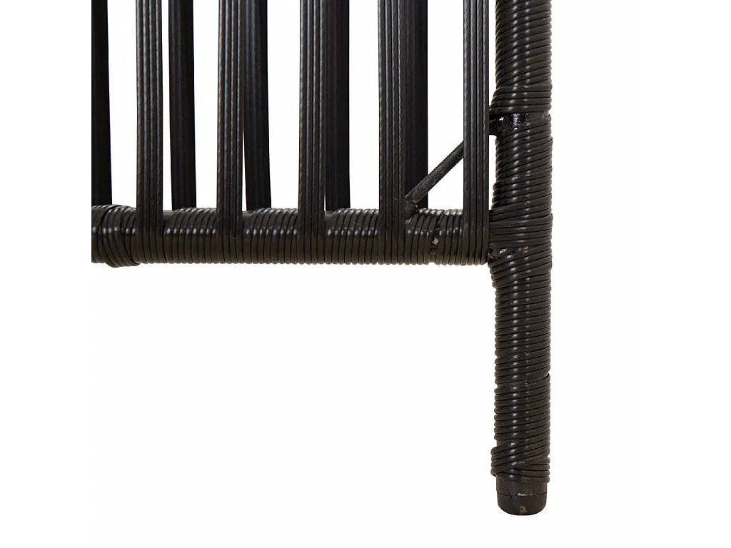 Parete divisoria in vimini di resina nera a 5 pannelli