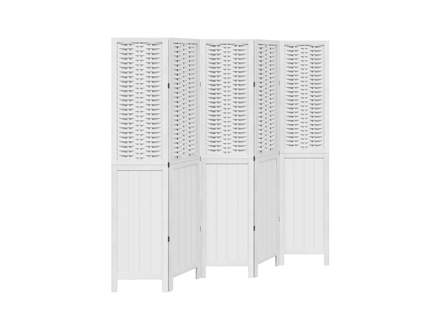 5-delige scheidingswand in wit, massief paulowniahout