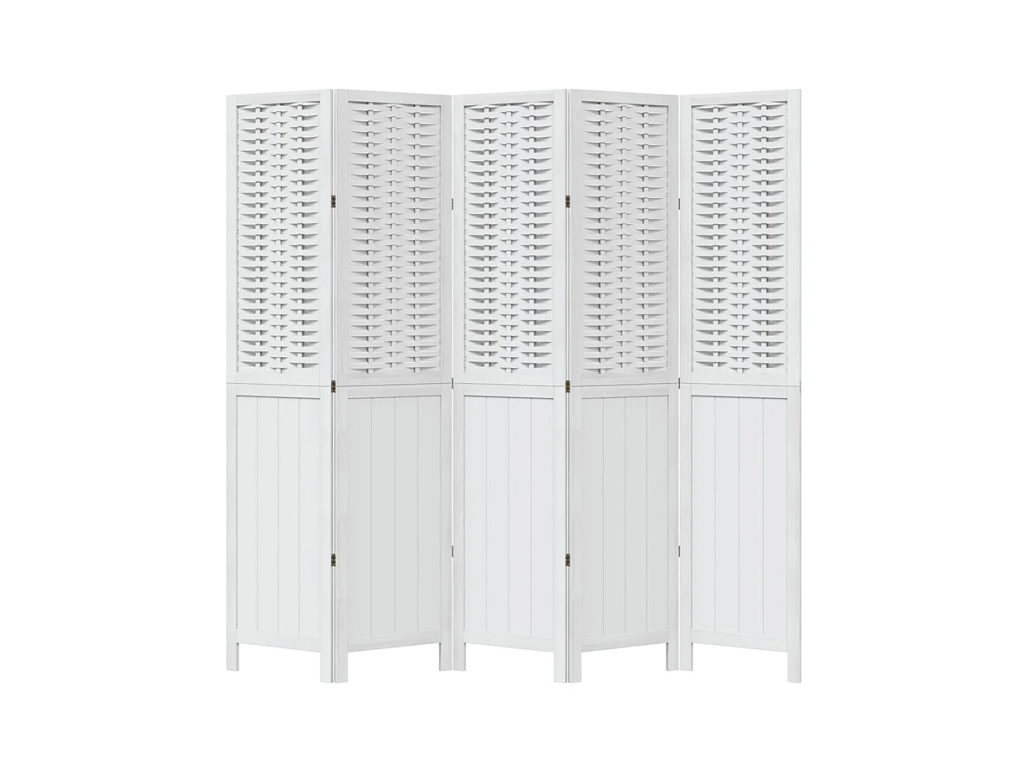 5-delige scheidingswand in wit, massief paulowniahout