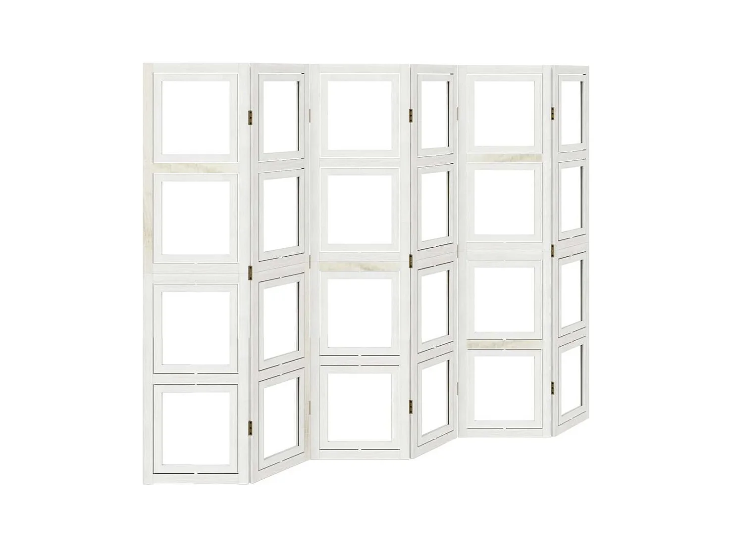 6-delige scheidingswand in wit, massief paulowniahout