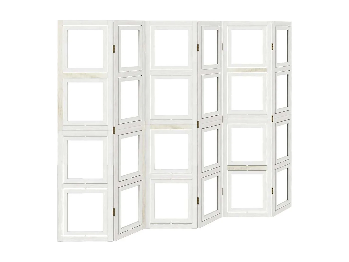 Parete divisoria a 6 pannelli in legno massello di paulonia bianco