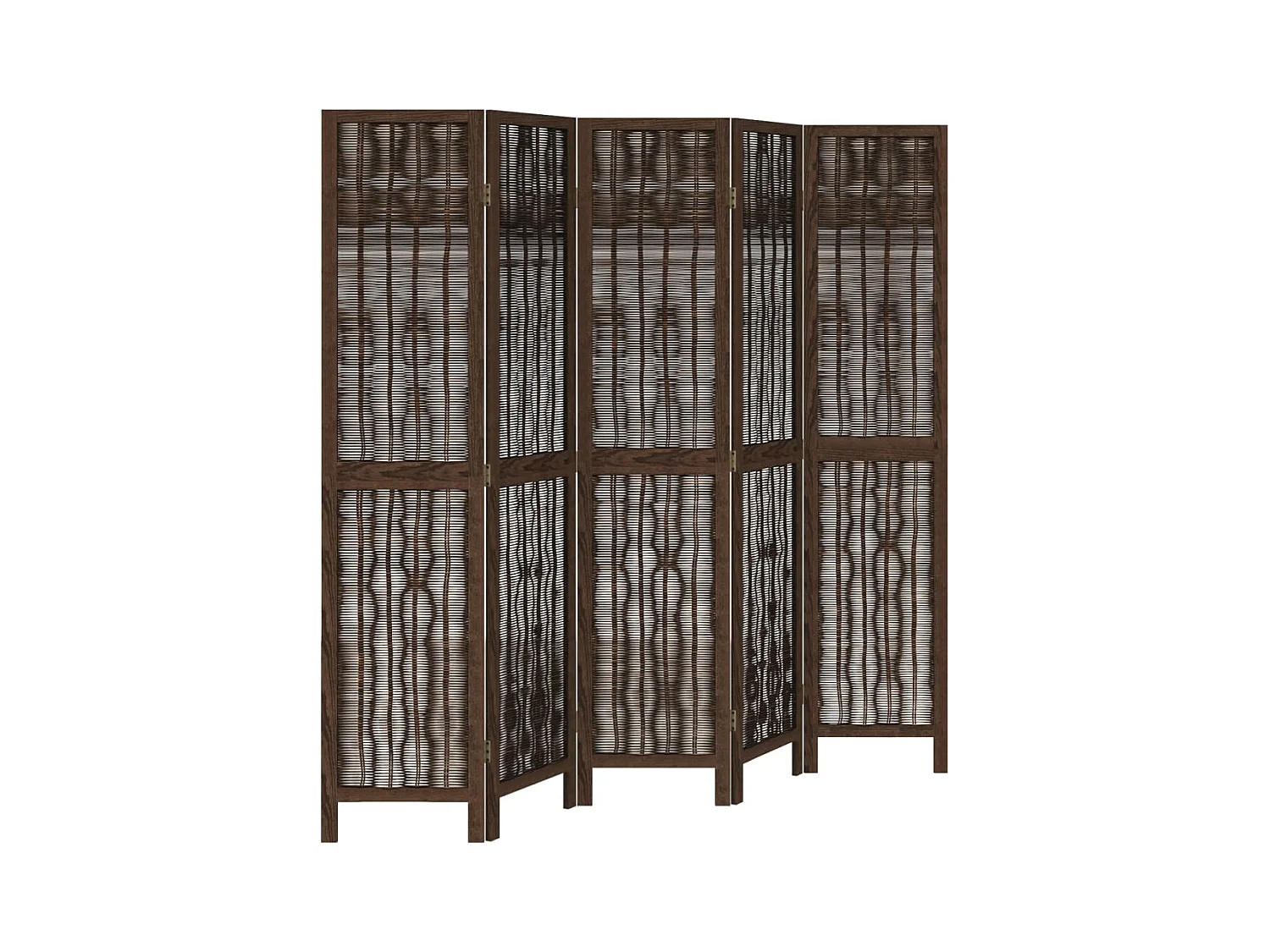 Tabique divisorio de 5 paneles en marrón oscuro fabricado en paulownia maciza