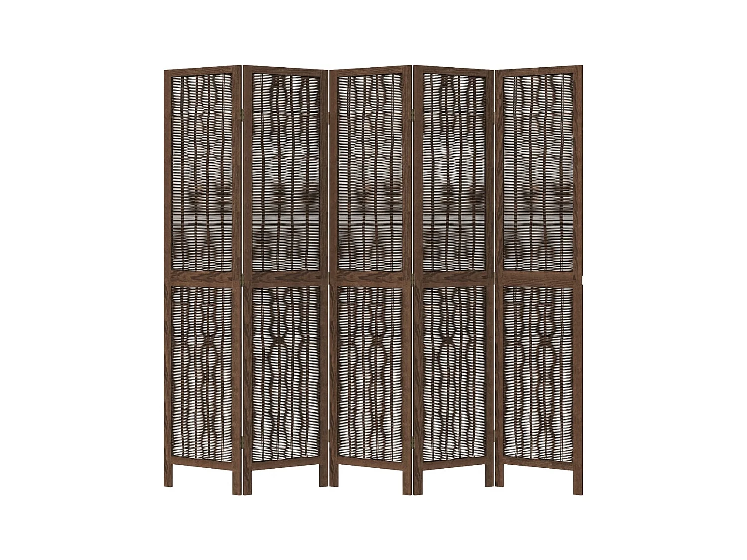 Tabique divisorio de 5 paneles en marrón oscuro fabricado en paulownia maciza