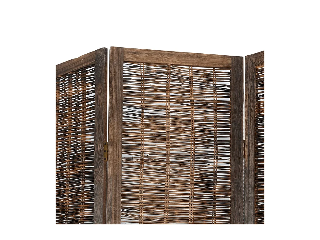 Tabique divisorio de 5 paneles en marrón oscuro fabricado en paulownia maciza