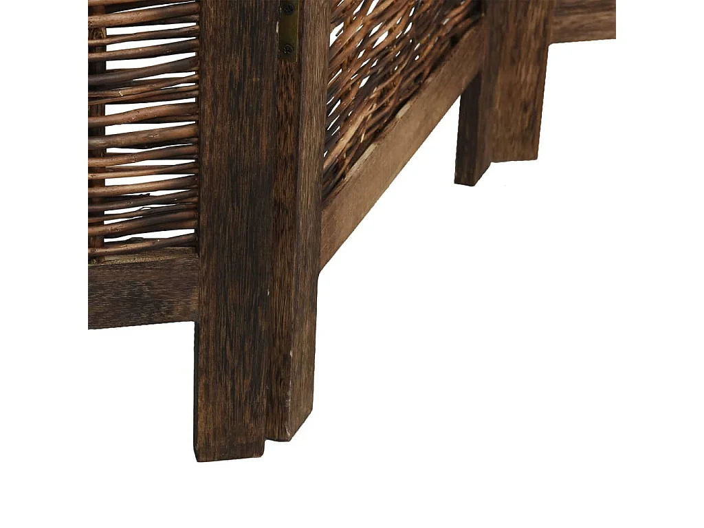 Parete divisoria marrone scuro a 5 pannelli realizzata in legno massello di paulonia