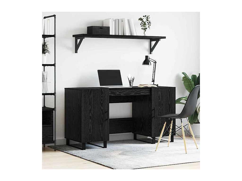 Bureau avec porte Chêne noir 140 x 50 x 75 cm Bois d'ingénierie