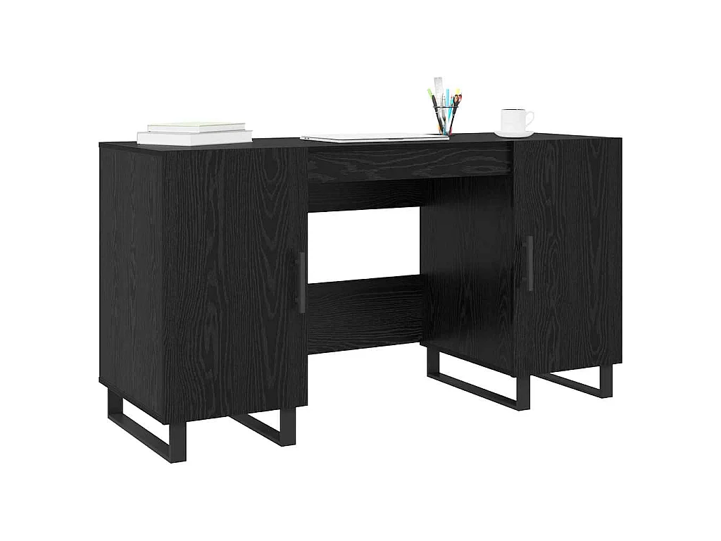 Scrivania con anta Rovere nero 140 x 50 x 75 cm Legno ingegnerizzato