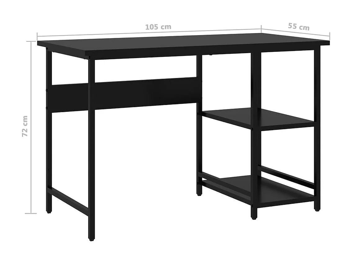 Scrivania nera per computer 105x55x72 cm MDF e metallo