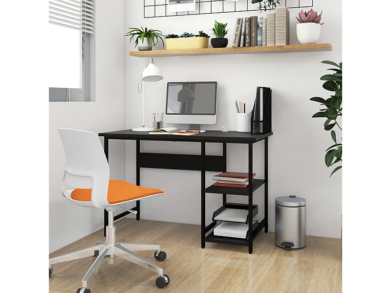 Scrivania nera per computer 105x55x72 cm MDF e metallo
