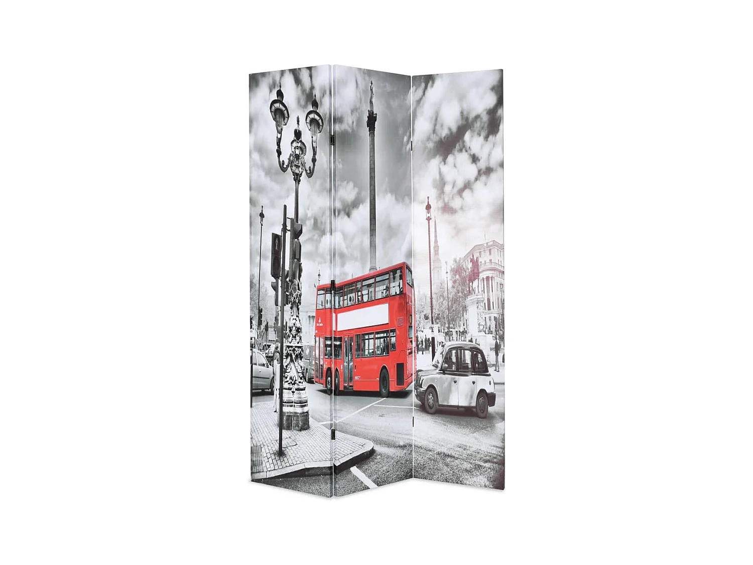 Trennwand 120 x 170 cm London Bus Schwarz und Weiß