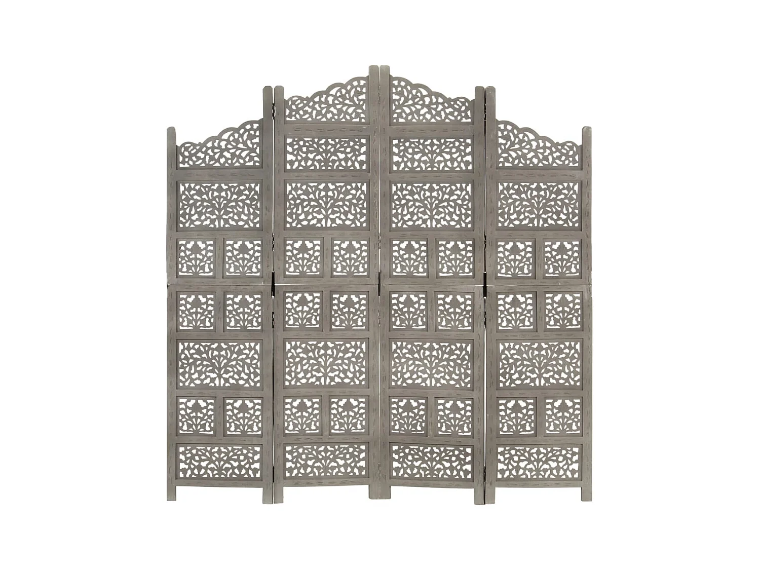 4-delige scheidingswand Grijs 160x165 cm Mangohout