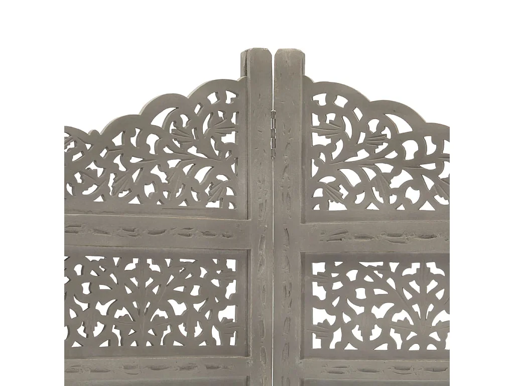 Parete divisoria a 4 pannelli Grigio 160x165 cm Legno di mango