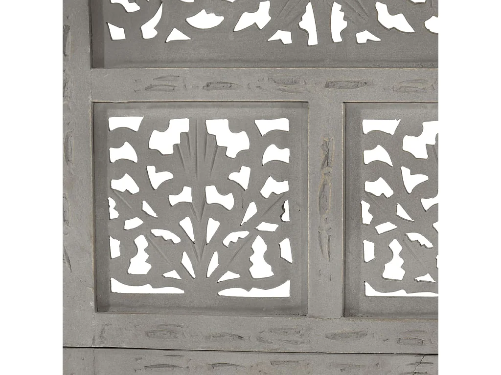 Parete divisoria a 4 pannelli Grigio 160x165 cm Legno di mango