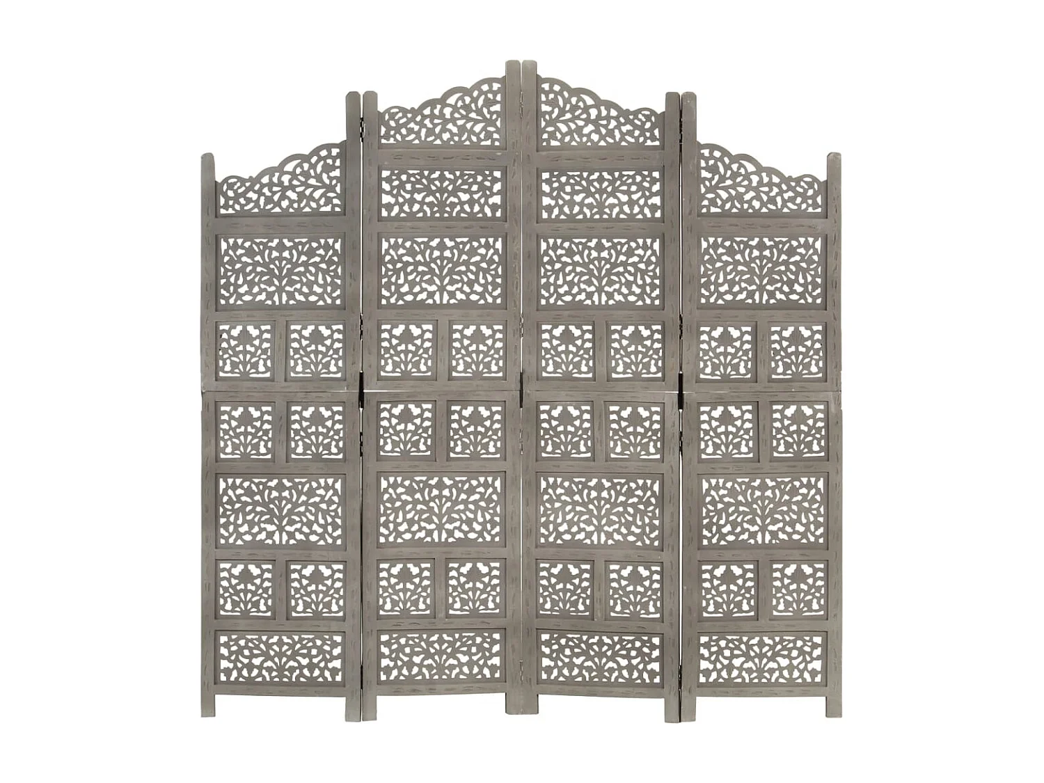 Parete divisoria a 4 pannelli Grigio 160x165 cm Legno di mango