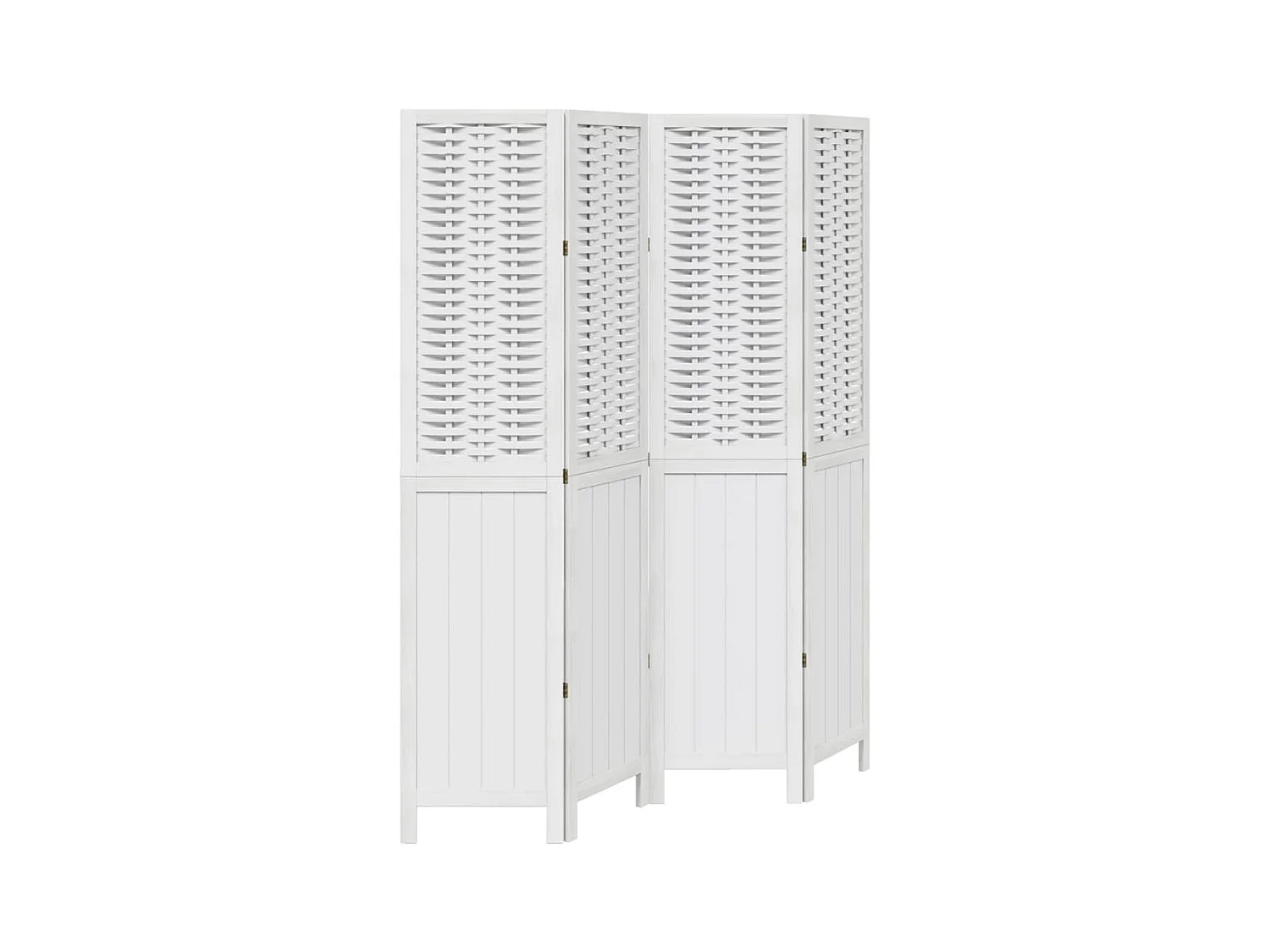 4-delige scheidingswand in wit, massief paulowniahout