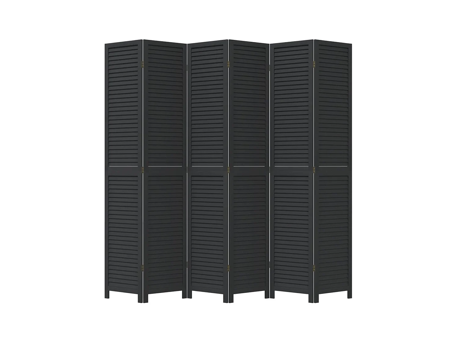 Cloison de séparation 6 panneaux noir bois de paulownia massif