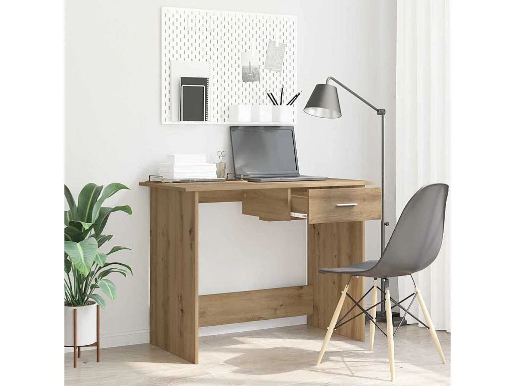 Handgefertigter Schreibtisch aus Eichenholz 100 x 50 x 76 cm Holzwerkstoff