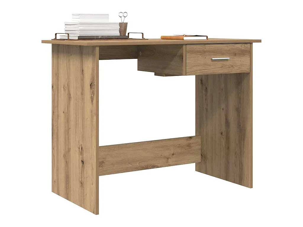 Handgefertigter Schreibtisch aus Eichenholz 100 x 50 x 76 cm Holzwerkstoff