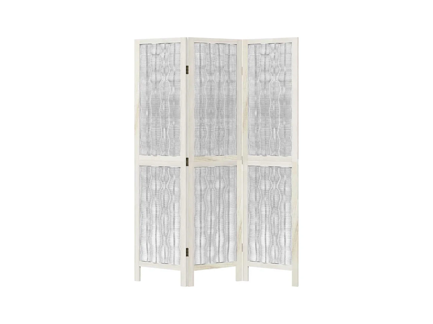 3-delige scheidingswand in wit, massief paulowniahout