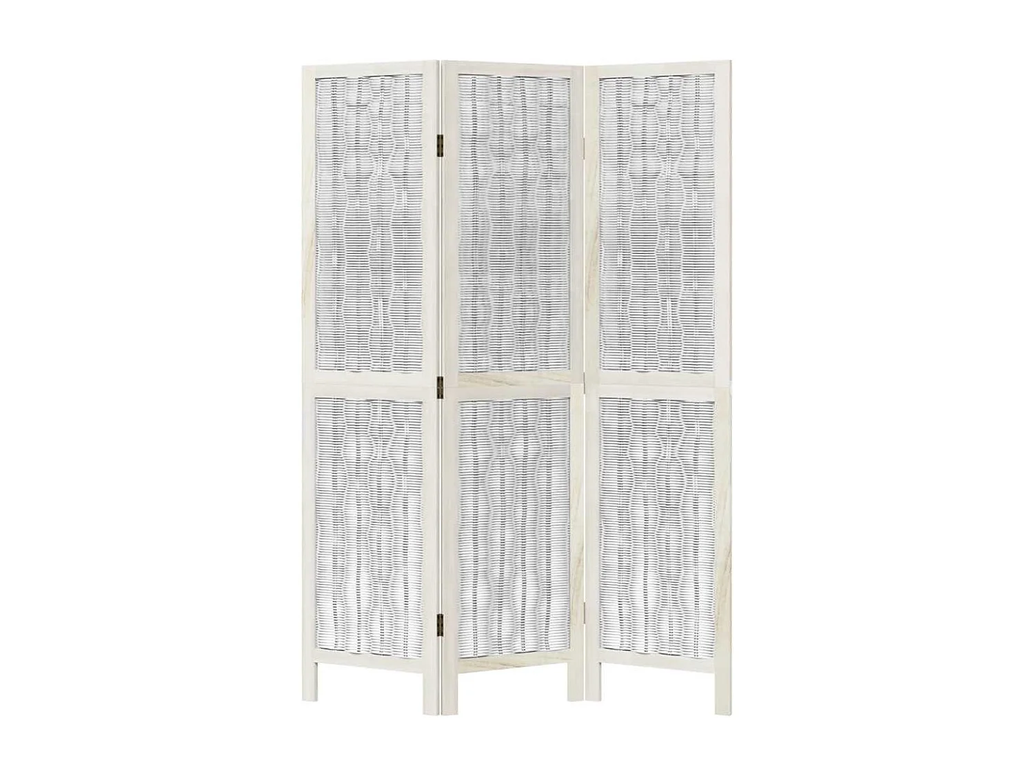 Parete divisoria a 3 pannelli in legno massello di paulonia bianco