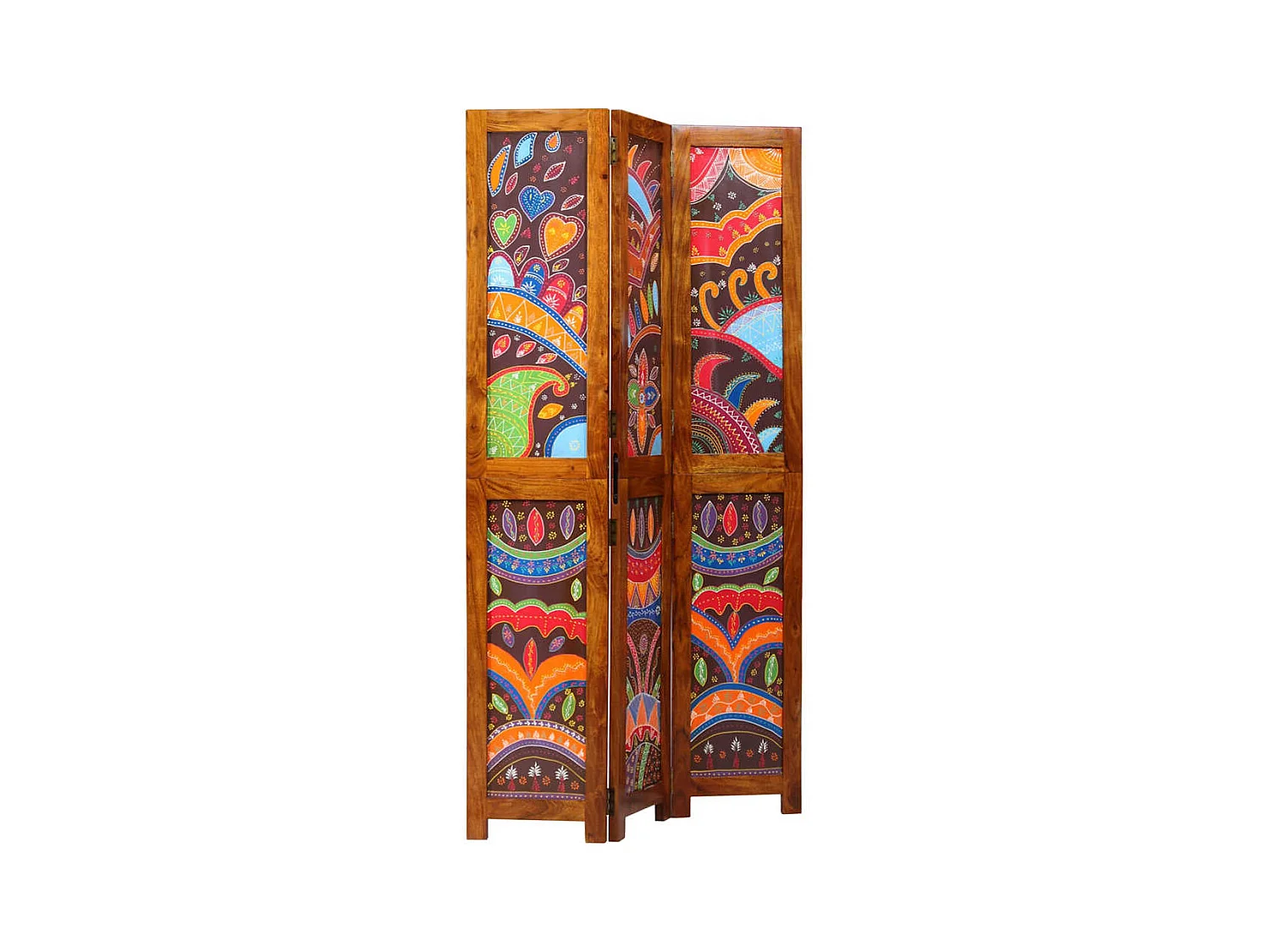 Paravento marrone 105 x 180 cm in legno massello di acacia