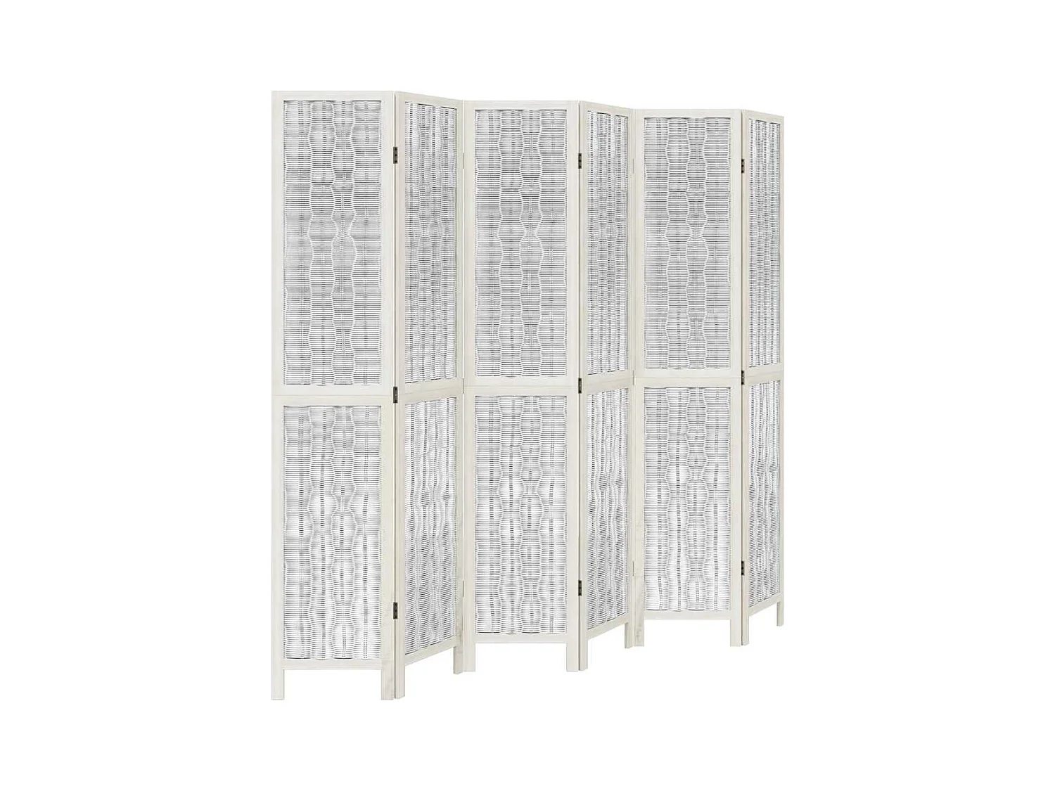 6-delige scheidingswand in wit, massief paulowniahout