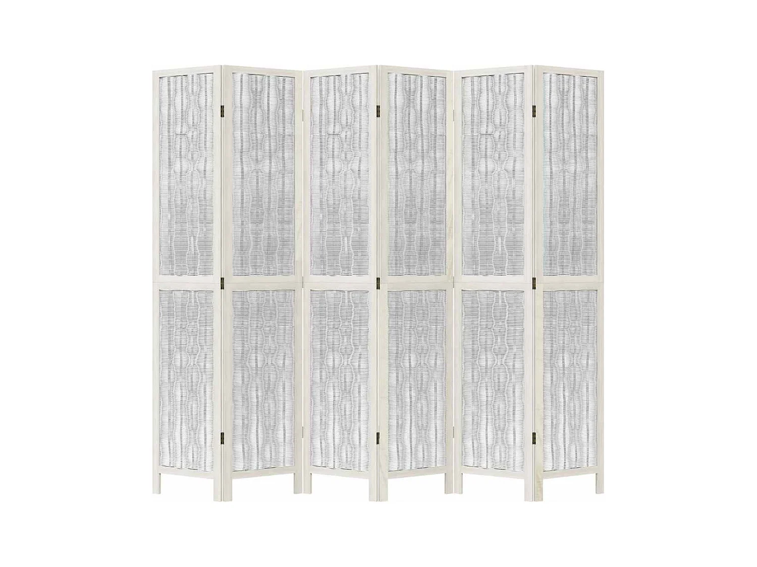 6-delige scheidingswand in wit, massief paulowniahout