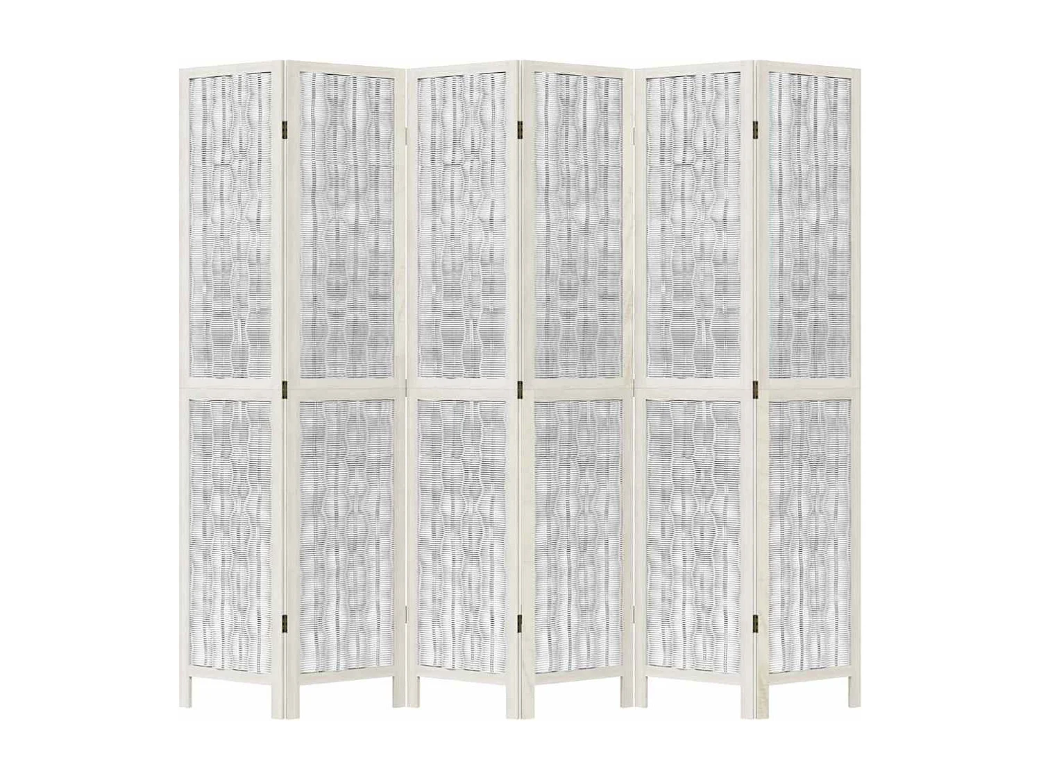 Parete divisoria a 6 pannelli in legno massello di paulonia bianco