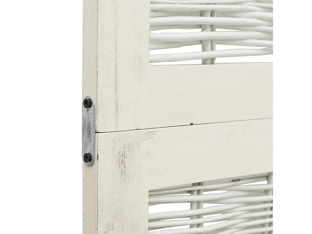 Parete divisoria a 6 pannelli in legno massello di paulonia bianco