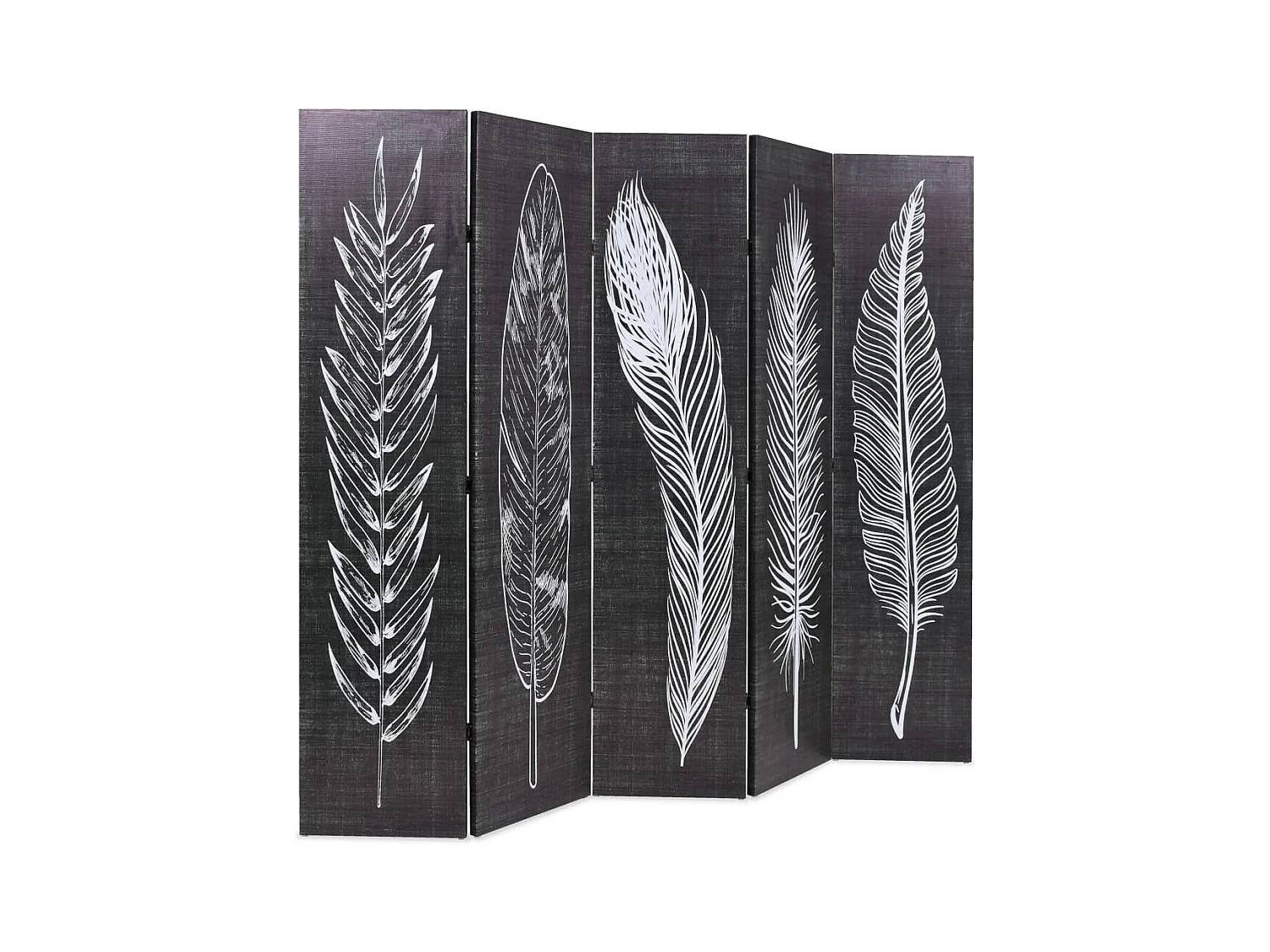 Vouwwand 200 x 170 cm Feathers Zwart-wit