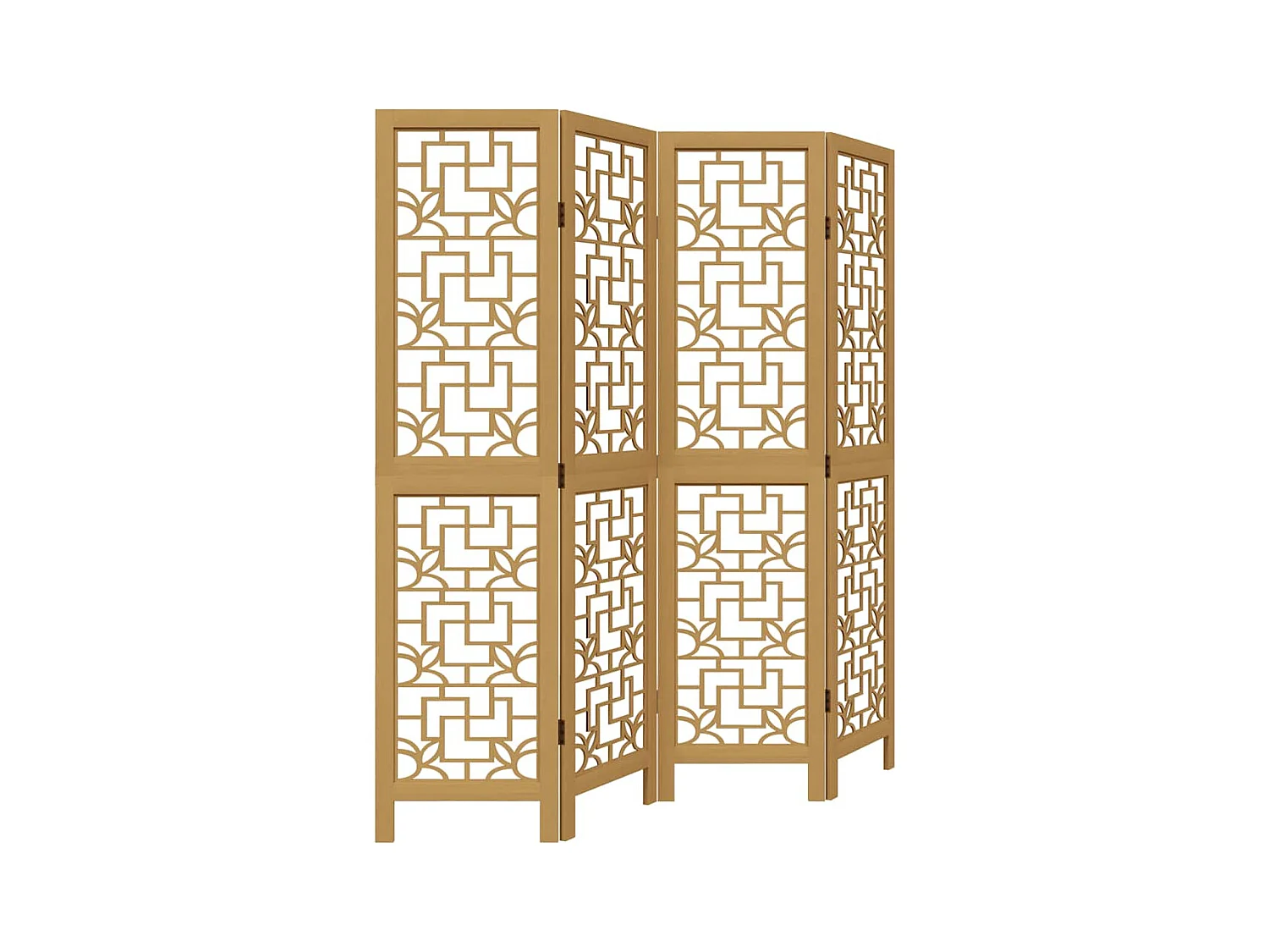 Tabique divisorio de 4 paneles en madera maciza de paulownia marrón