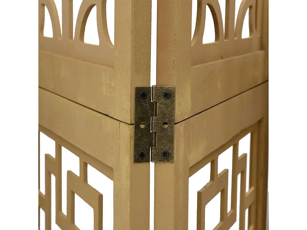 Tabique divisorio de 4 paneles en madera maciza de paulownia marrón