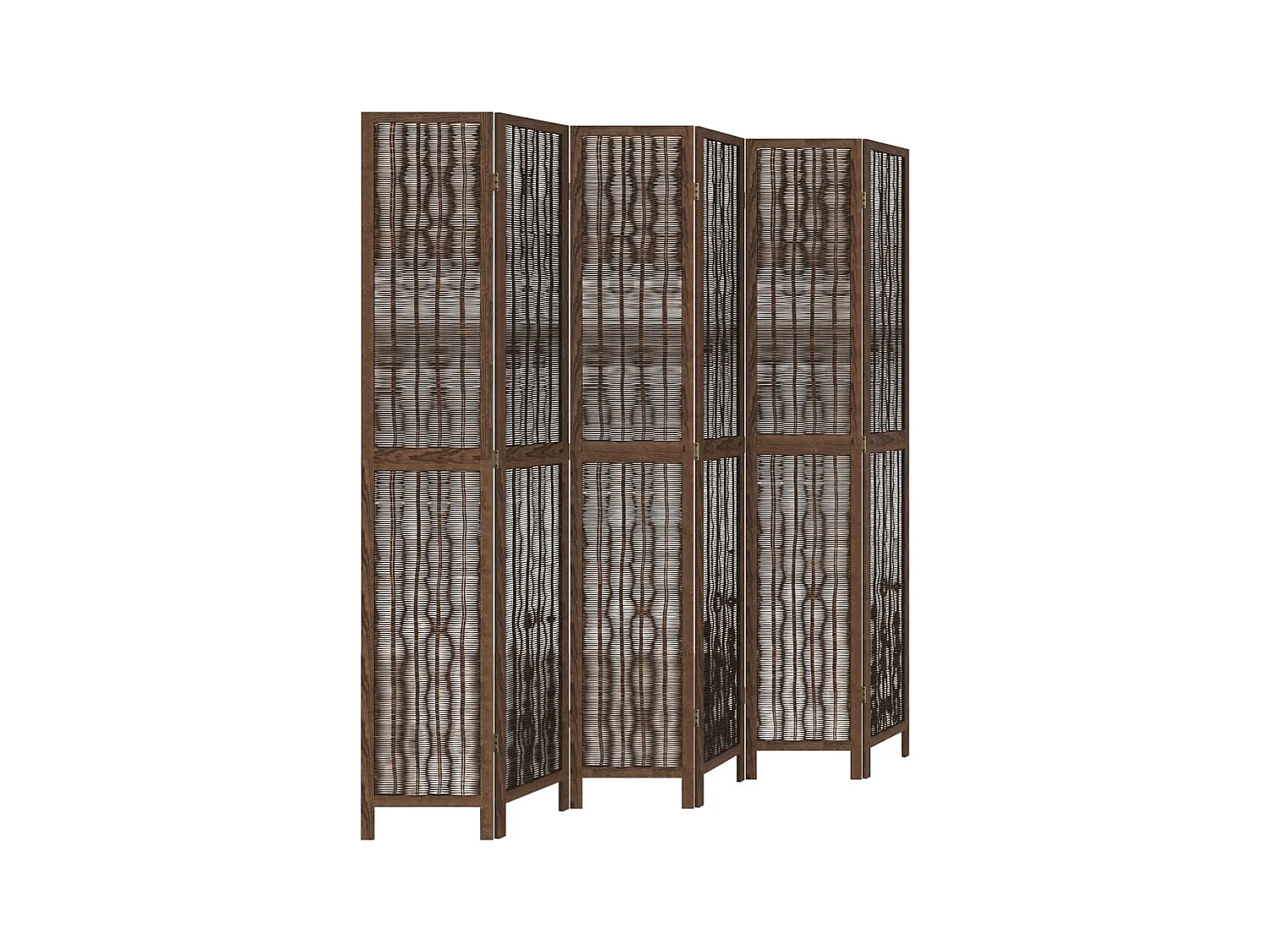 Tabique divisorio de 6 paneles en color marrón oscuro fabricado en paulownia maciza