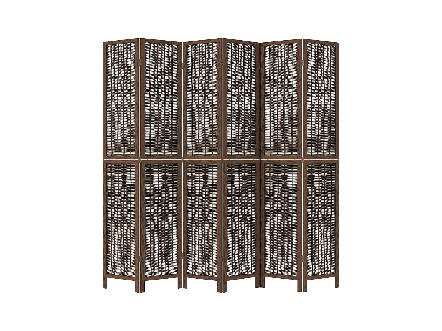 Tabique divisorio de 6 paneles en color marrón oscuro fabricado en paulownia maciza