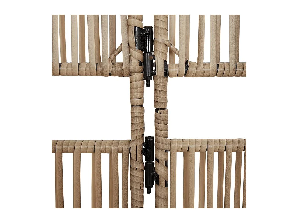 6-teilige Trennwand aus beigefarbenem Korbgeflecht